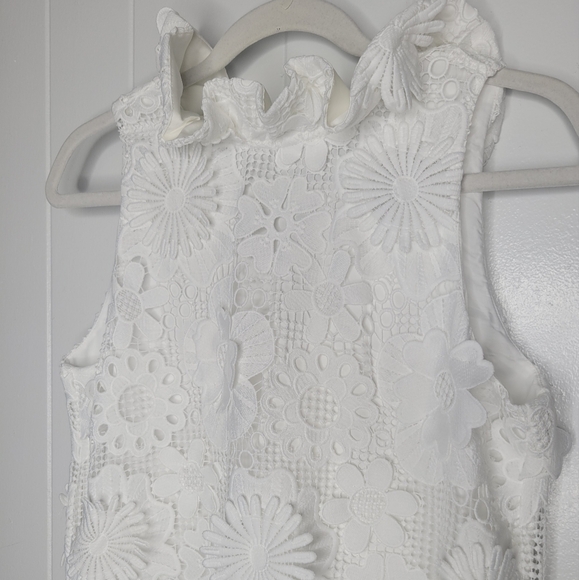 Tuckernuck Blanc Guipure Lace Blythe Dress White Dimensional Floral Bridal SM - Picture 11 of 16